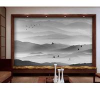 STROXTH WALLPAPER Papel Pintado Vistas de montañas en blanco y negro 250cmx175cm Paisajes Naturales: Cadenas Montañosas Mares Y Aves En Vuelo 3D Fotográfico Sala Estar Dormitorio Decoración Papel