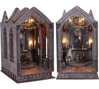 STRUCWOOD - Kit de computadora decorativo para sujetalibros en 3D, rompecabezas de madera para adultos, kit de creatividad con luz LED, casa de muñecas en miniatura, Booknook (oración nocturna