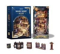 STRUCWOOD Kit de recovecos de libros de bricolaje, kit estéreo 3D para adultos, luz LED táctil, sujetalibros de madera, modelo de construcción - Magic Night Alley (SQ-16)