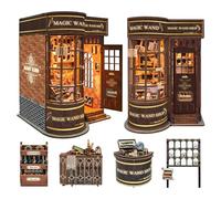 STRUCWOOD Kit de rincón de libros de bricolaje, casa de muñecas en miniatura, rompecabezas 3D de madera con luz LED, decoración de estantería para adultos y adolescentes