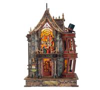 STRUCWOOD Magic Wonder House - Rompecabezas de madera 3D de Halloween para | Kit de casa de muñecas en miniatura con luces LED, decoración de estantería de rincón de libros, tiempo familiar hecho a mano