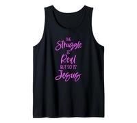 Struggle is Real Jesus Christian Women Verso de la Biblia Pray Pink Camiseta sin Mangas
