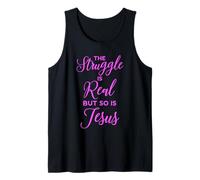 Struggle is Real Jesus Christian Women Verso de la Biblia Pray Pink Camiseta sin Mangas
