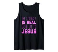 Struggle is Real Jesus Christian Women Verso de la Biblia Pray Pink Camiseta sin Mangas