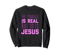 Struggle is Real Jesus Christian Women Verso de la Biblia Pray Pink Sudadera