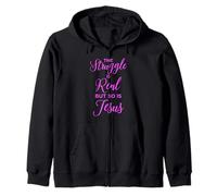Struggle is Real Jesus Christian Women Verso de la Biblia Pray Pink Sudadera con Capucha