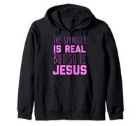 Struggle is Real Jesus Christian Women Verso de la Biblia Pray Pink Sudadera con Capucha