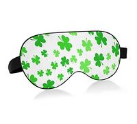 St's Patrick's Irish Shamrock Green Clover Leaves On White Eye Masks Cover Blocks Light Sleep Mask Shade Cover Blindfold Relaxing Eyeshade Cover con correa ajustable para la cabeza para hombres, mujer