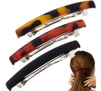 STSTR 3 pinzas para el cabello francesas para mujer, 2.5 pulgadas, pinzas para el pelo de concha de tortuga, accesorios para el cabello plano curvado esmerilado fino para mujer (3 colores), estilo 3