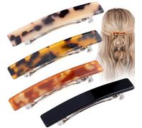 STSTR 4 pinzas de pelo francesas para mujer, 2.95 pulgadas, pequeñas pinzas para el pelo de concha de tortuga, accesorios para el cabello plano curvado brillante y fino para mujer, 4 colores