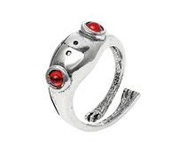 Sttiafay - Anillo plateado ajustable con forma de rana, anillo retro ideal para fiestas y para regalo (rana)