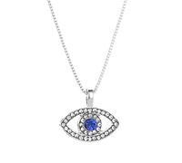 Sttiafay - Collar con colgante de mal de ojo, cadena fina, collar de plata italiana, cadena larga, gargantilla de diamantes de imitación, joyería para mujeres y niñas