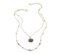 Sttiafay Collar con colgante de mal de ojo en capas, collar con colgante con incrustaciones de diamantes de imitación, gargantilla turca de la suerte para mujeres y niñas