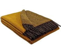 STTS International Manta de lana virgen 100% en varios colores, 140 x 200 cm, manta de lana virgen, 140 x 200 cm, color marrón mostaza (doble cara, 140 x 200 cm)