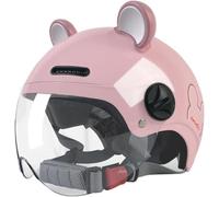STTTBD Casco de Motocicleta Abierto 3/4 con Orejeras, Aprobado por Dot/ECE para Adultos, Scooters, Karts, ATV, Bicicletas de Carretera, Hombres y Mujeres. C