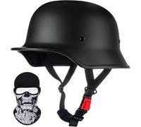 STTTBD Casco Motocicleta Estilo alemán Retro de Media Carcasa, Casco Retro Media Carcasa con homologación Dot/ECE, Casco Jet Abierto Vintage para Hombres y Mujeres, ciclomotor, Scooter A,XL=61-62CM