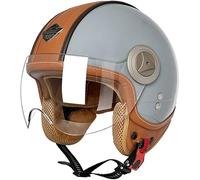 STTTBD Casco Retro Motocicleta Media Cara con certificación Dot/ECEC, Estilo Vintage 3/4, Abierto, para ciclomotor, Scooter eléctrico, Chopper, con Visera, para Hombres y Mujeres Adultos. B,M=55-56cm