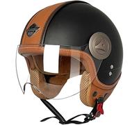 STTTBD Casco Retro Motocicleta Media Cara con certificación Dot/ECEC, Estilo Vintage 3/4, Abierto, para ciclomotor, Scooter eléctrico, Chopper, con Visera, para Hombres y Mujeres Adultos. C,L=57-58cm