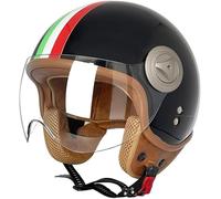 STTTBD Casco Retro Motocicleta Media Cara con certificación Dot/ECEC, Estilo Vintage 3/4, Abierto, para ciclomotor, Scooter eléctrico, Chopper, con Visera, para Hombres y Mujeres Adultos. I,M=55-56cm