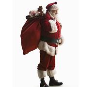STTTBD Disfraz Papá Noel Navidad con Barbas Traje Papá Noel para Hombres Adultos Deluxe 11PCS Conjunto Completo De Traje De Papá Noel De Lujo Halloween Cosplay Terciopelo Premium A,L