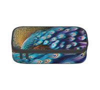 sttung Bolsa de almacenamiento de cosméticos con estampado de pavo real morado con múltiples compartimentos para viajes, Black, Talla única