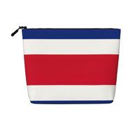 sttung Bolsa de maquillaje de lino sintético de una sola capa con estampado de bandera de Costa Rica para mujer con cremallera, Black, Talla única