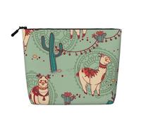 sttung Neceser de viaje con cremallera y estampado de llamas de una sola capa de lino sintético para mujer, Black, Talla única