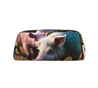 sttung Pigs in Farm - Bolsa de almacenamiento de maquillaje, multifuncional, portátil, con estampado de granja, Gold, Talla única