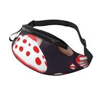 sttung Riñonera todo en uno con estampado de hongos y rojo blanco para entusiastas del senderismo, viajes y correr, Black, Talla única