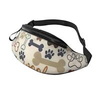 sttung Riñonera todo en uno con estampado de huellas de perro para entusiastas del senderismo, viajes y correr, Black, Talla única