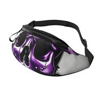 sttung Riñonera todo en uno con estampado de rosa púrpura y calavera para entusiastas del senderismo, viajes y correr, Black, Talla única