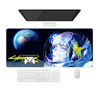 Stuasas - Alfombrilla de ratón para juego Cyberpunk Edgerunners Lucyna 2077, alfombra XXL lavable con bordes reforzados (90 cm x 40 cm x 3 mm), superficie duradera y antideslizante