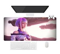 Stuasas - Alfombrilla de ratón para juego Cyberpunk Edgerunners Lucyna 2077, alfombra XXL lavable con bordes reforzados (90 cm x 40 cm x 3 mm), superficie duradera y antideslizante (c)