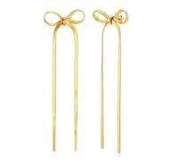 Stud Drop Dangle Women Girls Long Tassel Chain Ribbon Bowknot Earrings Wedding