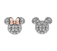 Stud earrings Disney Mickey Mouse Minnie and Mickey Mouse Silver 925 white zircons E905016UZWL