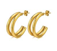 Stud Medium Double Hoop Earrings Women Open Tube Earring Minimalist Wedding Boho Party