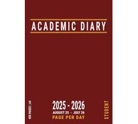 Student A4 Academic Diary 2025-2026 Page Per Day: UK University Planner with Times from August 25 to July 26 , Red