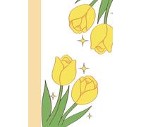 Student's notebook: This notebook has a cover with yellow tulips and a square interior.