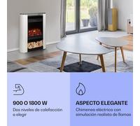 Klarstein Chimenea Electrica Pared, Estufa sin Leña de Interior, Chimeneas Electricas Decorativas 1800W, Llama LED, Chimenea Decorativa Falsa, Mando a Distancia, Temporizador, con Efecto Real Troncos