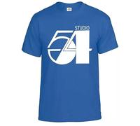 Studio 54 New York Disco - Camiseta de regalo, Camiseta azul real con estampado blanco, XL