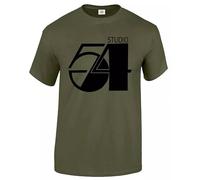 Studio 54 New York Disco - Camiseta de regalo, Camiseta verde militar con estampado negro, L