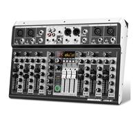 Studio Audio Sound Mixer Board-Professional Audio Mixer Sound Board Console 6 Channel USB Computer MP3 Input 48V Phantom Power Stereo para DJ Studio, transmisión en vivo (mezclador DJ de 8 canales)