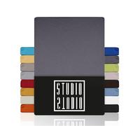 STUDIO Basic Sábana Bajera Ajustable Juego de 2X 100x200 cm - con Goma Elástica Jersey 100% Algodón Peinado - Gris - Oeko-Tex Standard 100 - para Colchones 15-25 cm Camas Estándar y Box Spring
