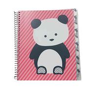Studio C Carolina Pad College Ruled Poly Cover 5-Subject Spiral Notebook ~ Hair of The Dog (Panda on Pink Stripes; 150 Sheets, 300 Pages) by