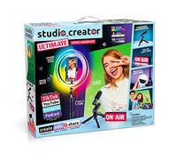 Studio Creator INF 009 Ultimate Video Maker Kit, Pantalla Verde XL, Anillo LED de Color, micrófono + luz Selfie, Caja de luz de Aire + más, Negro