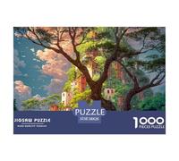 Studio Ghibli-Style Illustration 1000 Pcs Premium-Karton Puzzle Tree Building Stressabbau Familienspiel Puzzles Als Wohnaccessoires 38x26cm/1000pcs