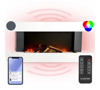 Klarstein Chimenea Electrica, Llama LED con una Potencia de 2000W y Mando a Distancia, Temporizador y Control Automático de Temperatura, Chimenea Interior Casa con Ventilador, Estufas Interior