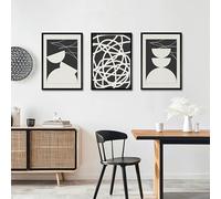 Studio Moien - Juego de pósteres abstractos en blanco y negro, 3 impresiones artísticas en negro, blanco y beige, sin marco, 250 g/m², calidad museo mate (DIN A3 (29,7 x 42 cm)