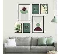 Studio Moien Scandinavian Abstract Vintage Botanical Poster Set 3 Art Prints in Green, White and Beige Wall Art Unframed 250 g/m² Matt Museum Quality (DIN A4 (21 x 29,7 c