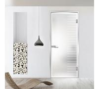 Studio - Puerta interior de cristal con bisagras, modelo Supreme, cristal de seguridad templado satinado de 8 mm, decoración blanca, marco en L, se adapta a apertura de 80 x 198 cm